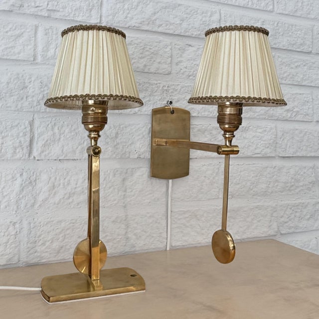 Mid-Century Scandinavian Table or Wall Lamps in Brass by Kaare Klint for Le Klint, Denmark, 1950s, Set of 2 For Sale - Image 15 of 15