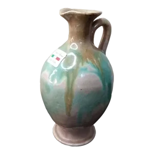 1980s Drip Glaze Signed Art Studio Pitcher Bud Vase Made in Italy