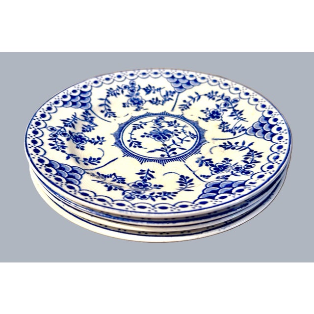1920s 1920's Burslem Blue & White Plates - Set of 4 For Sale - Image 5 of 12