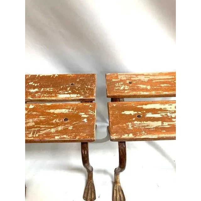 Rustic European Stool With Unusual Duck Foot 1960s Vintage For Sale - Image 3 of 9