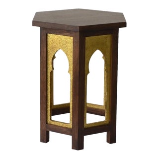 Mehrab Table in Brass Clad Over Wood Handcrafted in India by Stephanie Odegard For Sale