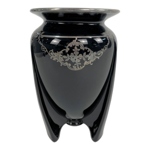 Early 20th Century Art Deco Vase With Silver Overlay