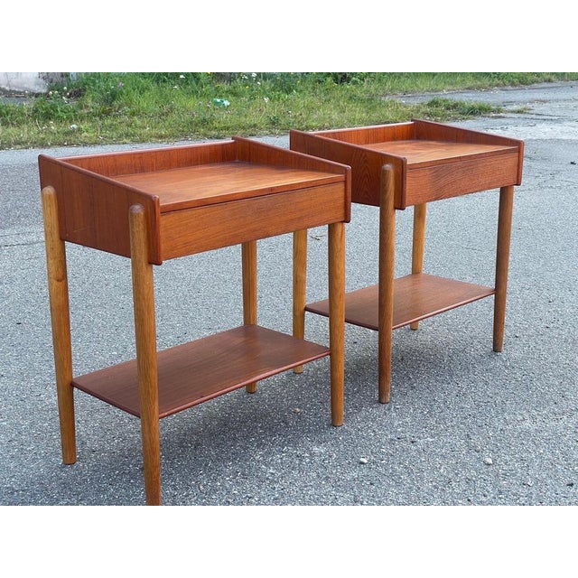 Børge Mogensen Mid-Century Danish Teak and Oak Nightstands attributed to Børge Mogensen, 1958, Set of 2 For Sale - Image 4 of 12