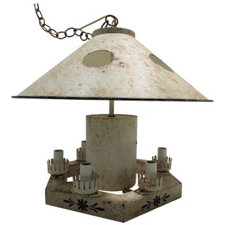 Mid-Century French Tole Metal Chandelier For Sale