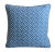 Custom-tailored designer pillow in a blue and white modern contemporary cotton-blend fabric depicting a beautiful...