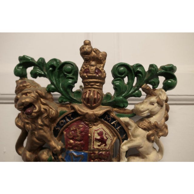 Victorian Cast Iron Royal Coat of Arms Shield Plaque, 1950s For Sale - Image 6 of 8