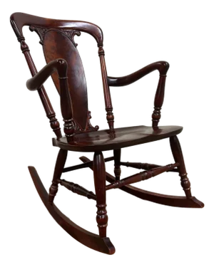 Vintage Art Nouveau Style Carved Rocking Chair