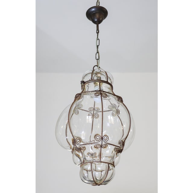 Set of 2 light for hallways, entryways and living rooms, this hand-blown glass lantern is attributed to Seguso. The glass...