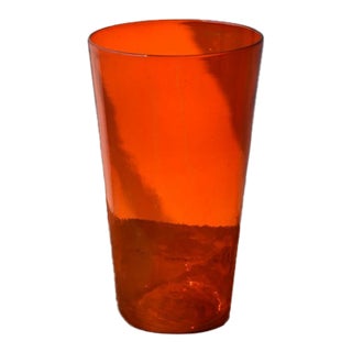 Vintage Large-Scale Orange Blown Glass Vessel, Circa 1970s For Sale