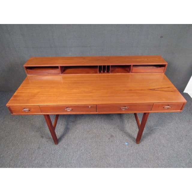 Mid 20th Century Mid 20th Century Flip Top Danish Desk Attributed to Peter Lovig Nielson For Sale - Image 5 of 12