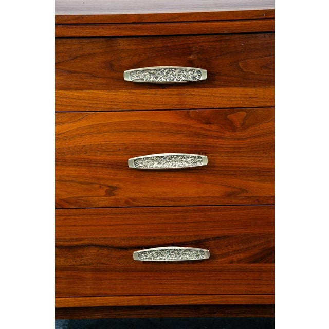 1960s Credenza Dresser 6 Drawer Ace Hi Solid Walnut Brass Handles, Attributed For Sale In Sacramento - Image 6 of 12