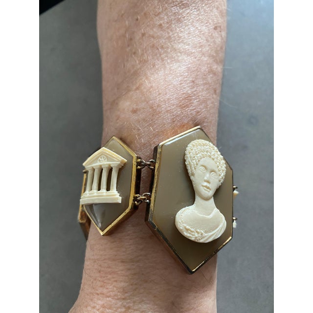Miriam Salat Italian Cameo Bracelet Set In Sterling Silver & 18 K Gold Plating For Sale - Image 4 of 6