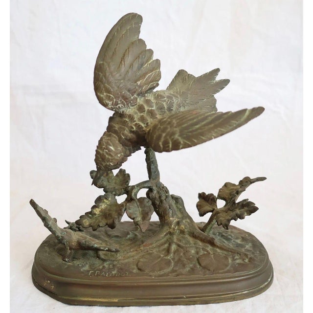 Antique French Bronze Bird Sculpture | Ferdinand Pautrot Signed Animalier For Sale - Image 4 of 4