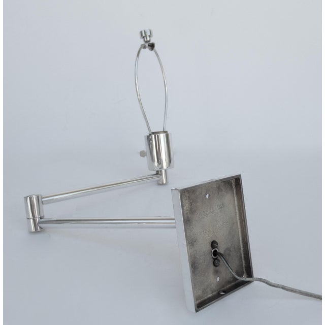 Vintage C.1970s Georg W. Hanson for Hanson Lighting Co.Signed Chrome Plated Swing-Arm Wall Sconces - a Pair For Sale - Image 9 of 13