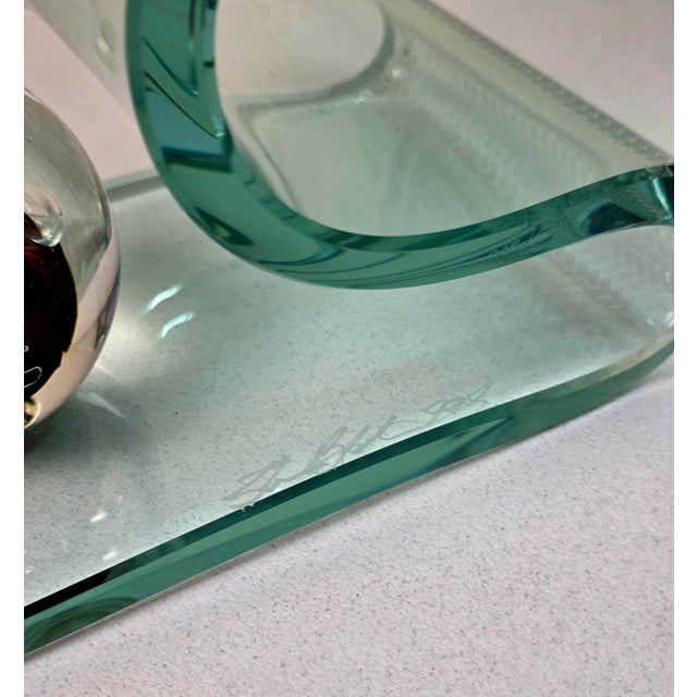Vintage Steven Brewster Signed Postmodern Studio Art Glass Ribbon Sculpture "Meltdown" For Sale - Image 10 of 13