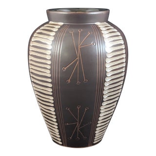 Abstract Glazed Pottery Vase Tokoname Ware Japan 9.25" For Sale