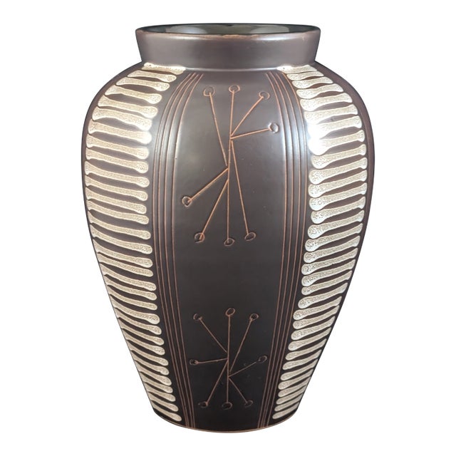 Abstract Glazed Pottery Vase Tokoname Ware Japan 9.25" For Sale