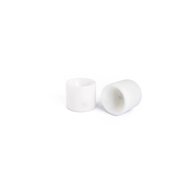 Contemporary White Marble Egg Cups from FiammettaV Home Collection, Set of 2 For Sale - Image 3 of 5
