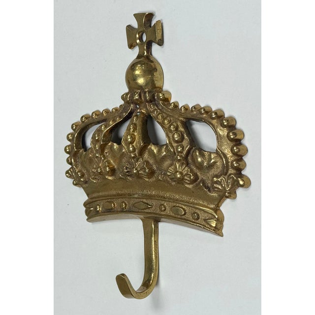 Mid 20th Century Vintage Brass Crown Wall Hook For Sale - Image 5 of 5