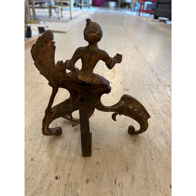 Small Antique Figural Fireplace Andirons- A Pair For Sale - Image 9 of 10