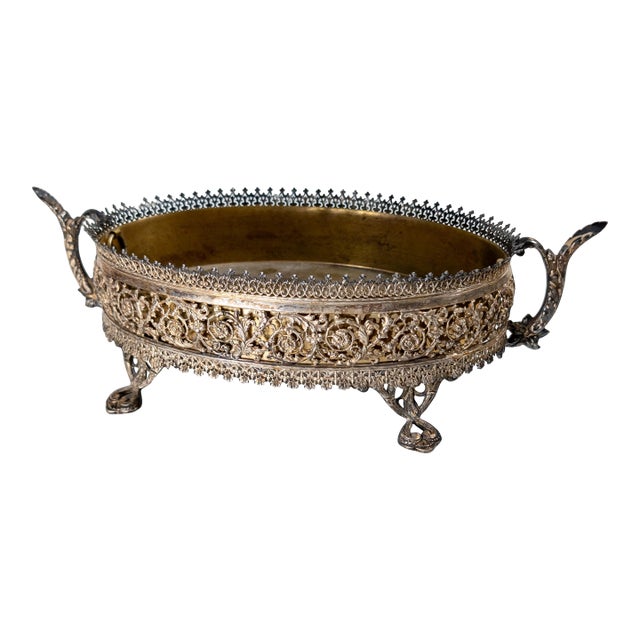 19th Century Victorian Silverplate Centerpiece Jardiniere Planter For Sale