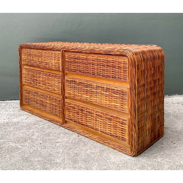Brown Vintage Woven Rattan Dresser For Sale - Image 8 of 12