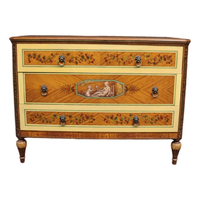 Robert Irwin Satinwood & Paint Decorated Neoclassical Dresser / Chest For Sale