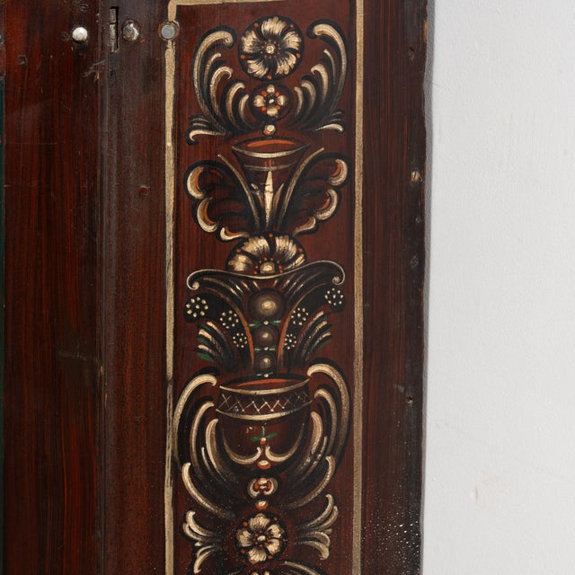 Original Brown Painted Swedish Pine Corner Cabinet Cupboard Dated 1839 For Sale - Image 6 of 12