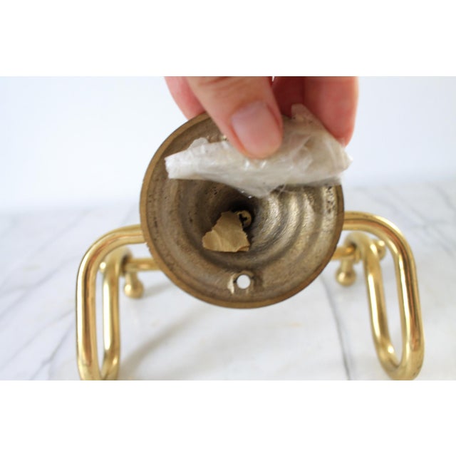 Metal Vintage Brass Toilet Paper Holder For Sale - Image 7 of 8