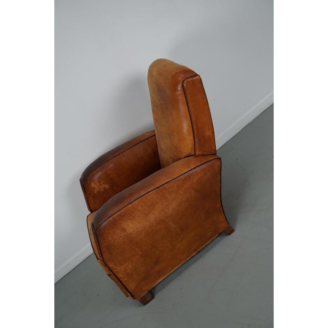 Vintage French Cognac-Colored Leather Club Chair, 1950s For Sale - Image 18 of 18