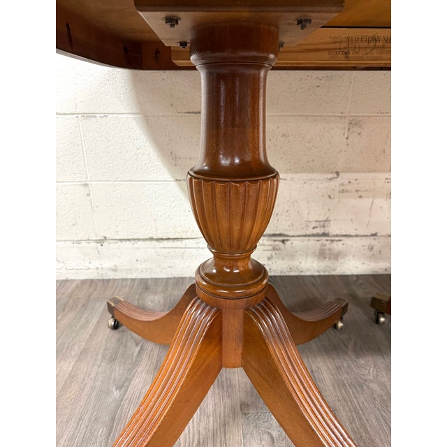 Vintage Georgian Regency Revival Mahogany Double Pedestal Dining Table For Sale - Image 9 of 11