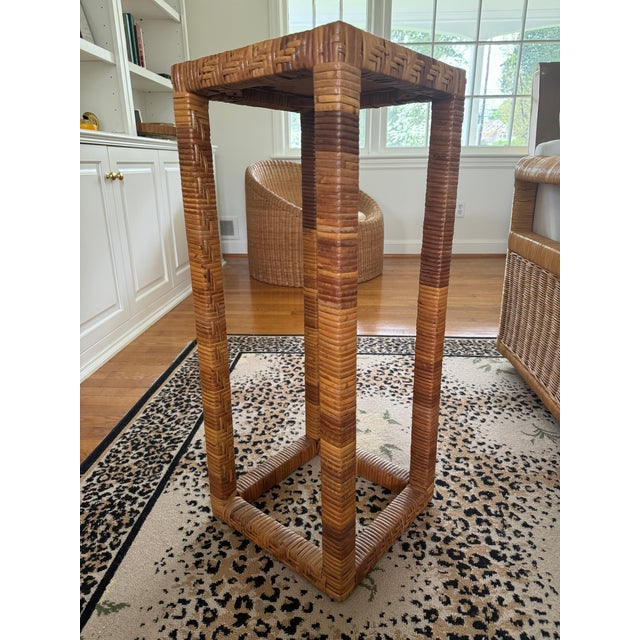 Vintage Tall Rattan Plant Stand For Sale In Miami - Image 6 of 9
