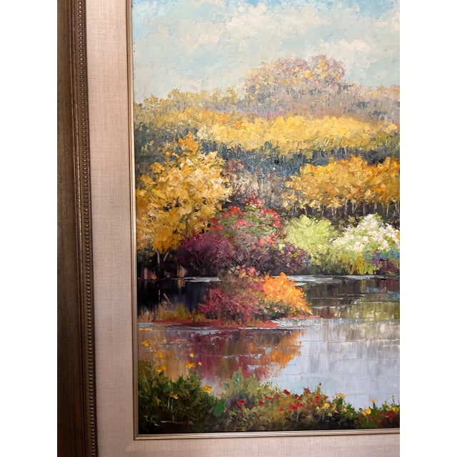 “Lake Cove” Impressionist Style Painting by Hans H. Ressdorf For Sale - Image 4 of 10