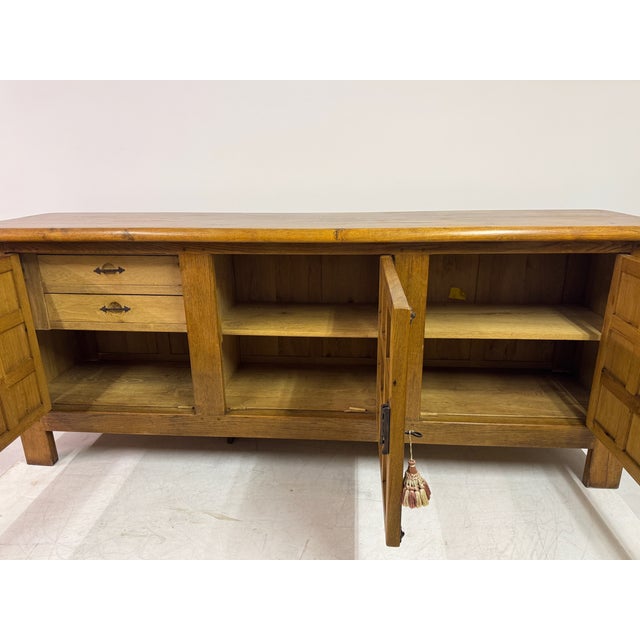 Spanish Style Brutalist Oak Sideboard with Lattice Front, 1960s For Sale - Image 6 of 13