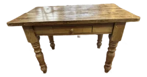 Rustic Pine Writing Desk With Single Drawer