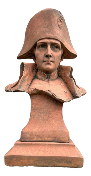 Napoleon Bonaparte Cast Stone Bust with Terracotta Finish Garden Ornament