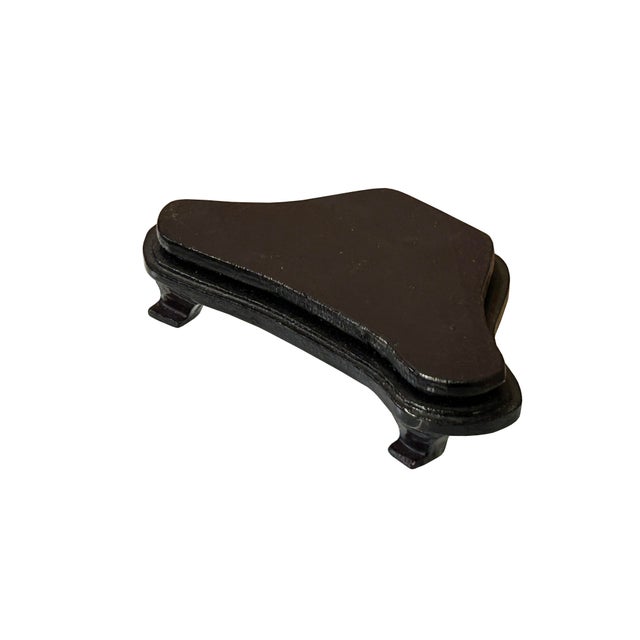 Asian 2.5" Dark Brown Wood Irregular Shape Display Stand Riser Easel For Sale - Image 3 of 7