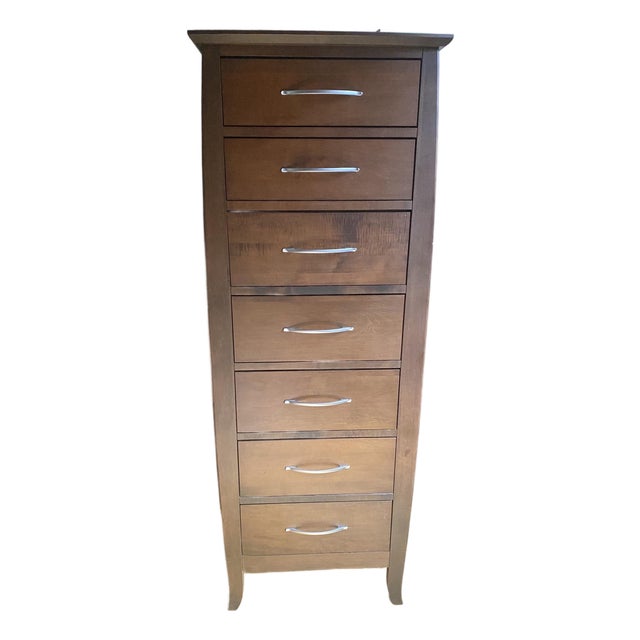 1990s Baronet Solid Maple 7-Drawer Tall Boy / Lingerie Chest For Sale