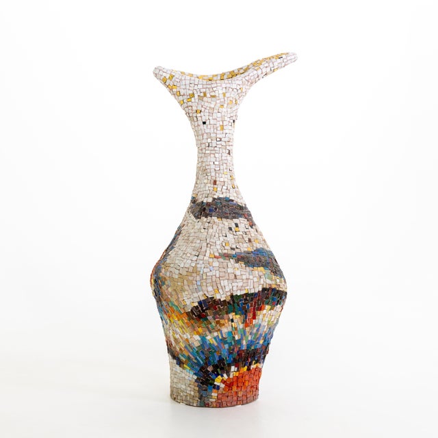 1960s 1960s Large Decorative Modernist Mosaic Floor Vase For Sale - Image 5 of 9