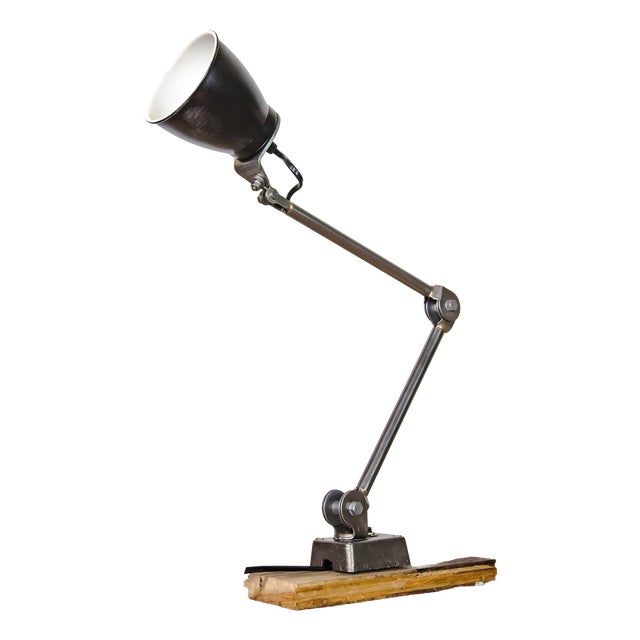 Industrial Polished 2-Arm Workshop Desk Light from EDL England, 1950s For Sale