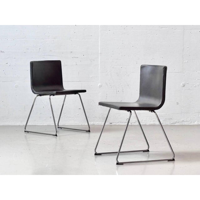 Black Bernhard Leather Chairs in Black and Chrome by Ola Wihlborg for Ikea, 2010s For Sale - Image 8 of 16