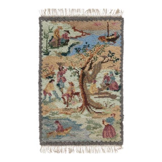 Vintage Swedish Rya Rug With Impressionistic Pictorial Design - Rug & Kilim For Sale