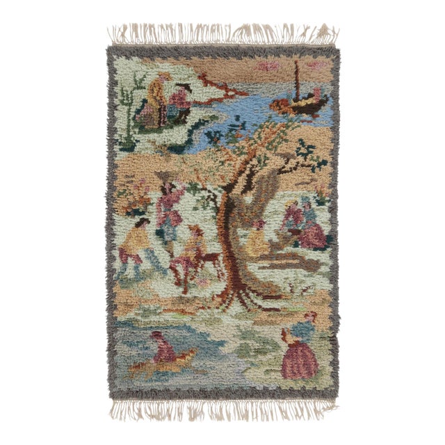 Vintage Swedish Rya Rug With Impressionistic Pictorial Design - Rug & Kilim For Sale