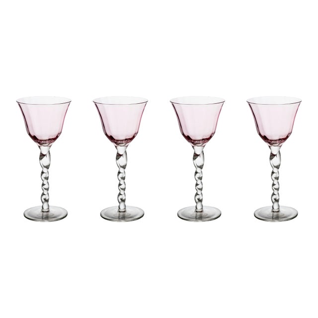 Adriana Wine Glasses, Pink - Set of 4 For Sale