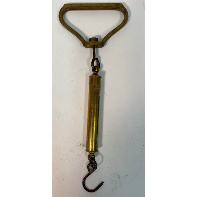 Antique Brass Salter 30 Lb. Spring Balance Fishing Scale From England. Measures 9 1/2” L x 3” W x 1/2” D