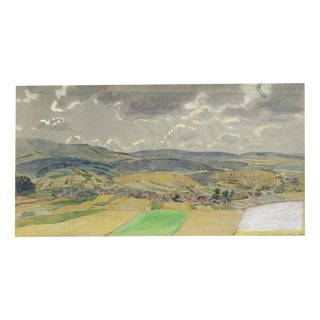 Heinrich Pforr, Wide Heights, Village and Valley Landscape in the High Meißner, 1890s, Oil on Canvas For Sale