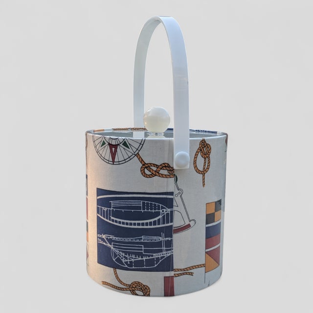 Textile Vintage Nautical Coastal Ice Bucket Holder For Sale - Image 7 of 10