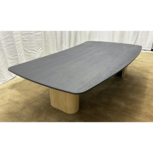 Arhaus Sculptural Two-Tone Coffee Table Organic Modern | Matte Black Top With Blonde Wood Legs For Sale - Image 9 of 18