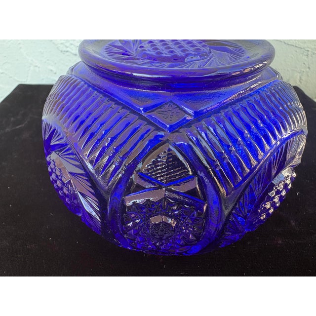 Navy Blue Vintage Fenton Cobalt Blue Pressed Glass Starburst Rose Bowl, Circa 1970s For Sale - Image 8 of 9