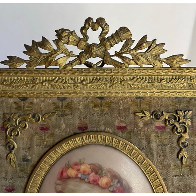 Antique Framed Hand-Painted Portrait on Porcelain of Fine Lady For Sale In Los Angeles - Image 6 of 12